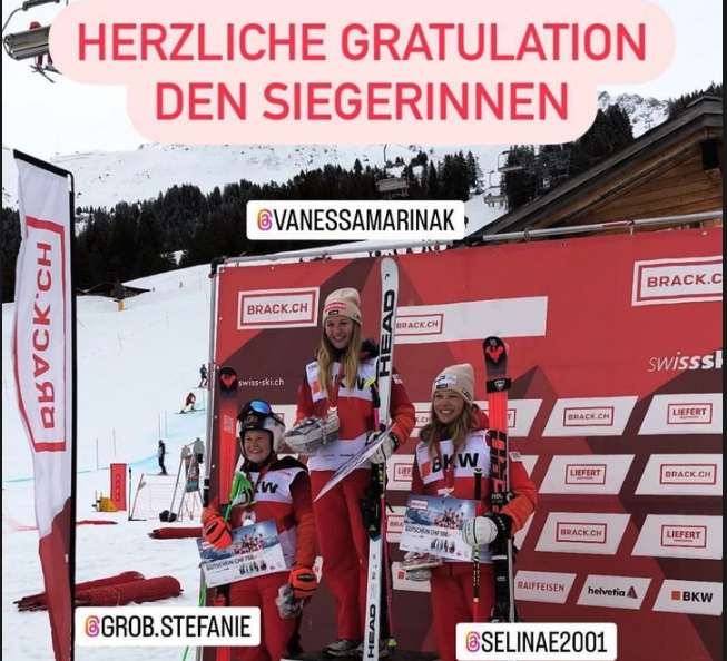 Siegerpodest an den Schweizer Meisterschaften: Gewinnerin Vanessa Kasper freut sich vor der zweitplatzierten Stefanie Grob (links) und der drittplatzierten Selina Egloff (rechts)