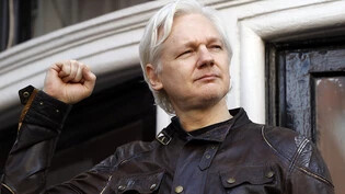 ARCHIV - Julian Assange vor der ecuadorianischen Botschaft in London am 19. Mai 2017. Foto: Frank Augstein/AP/dpa