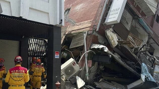 HANDOUT - Das stärkste Erdbeben in Taiwan seit einem Vierteljahrhundert erschütterte die Insel im Morgengrauen. Foto: Uncredited/National Fire Agency/AP/dpa - ACHTUNG: Nur zur redaktionellen Verwendung und nur mit vollständiger Nennung des vorstehenden…